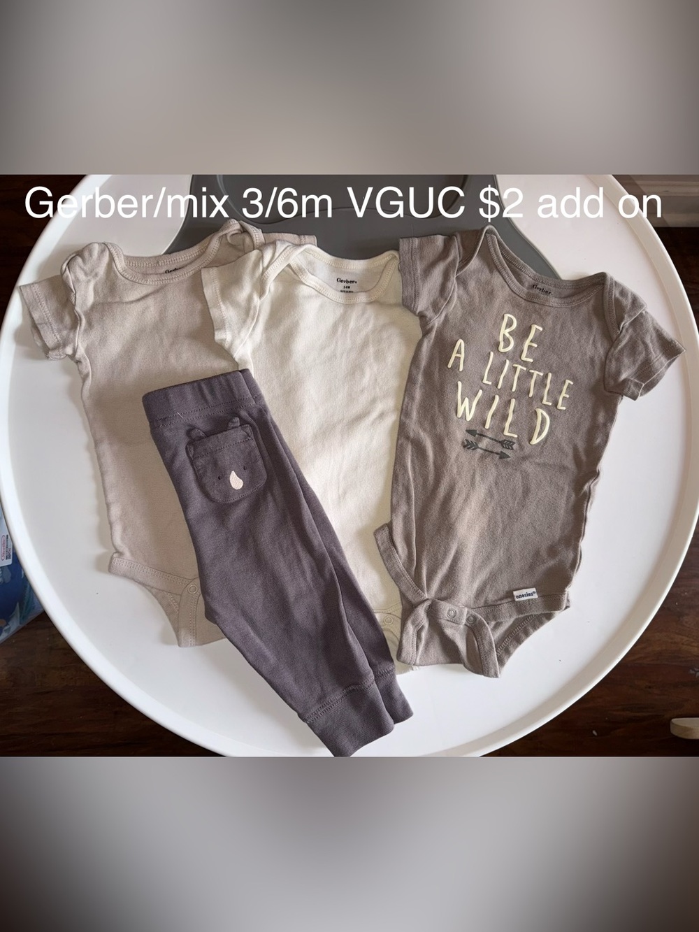 Gerber, Carters Neutral Beige, Cream, and Gray Baby Bodysuit Set, Be Wild